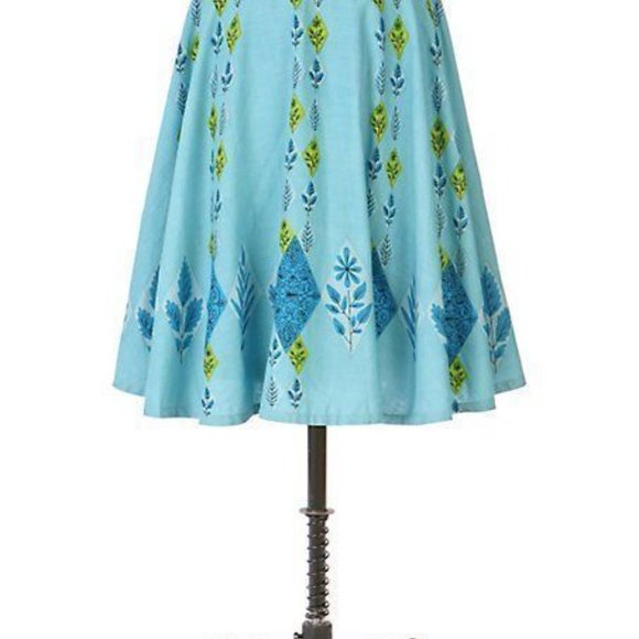 Viola Anthropologie Rare "Blue Jay Skirt" Retro Blue/Teal Skirt Size 2 - Picture 7 of 8
